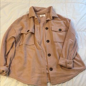 Hippie Rose Tan Shacket with Soft Suede-Like Fabric